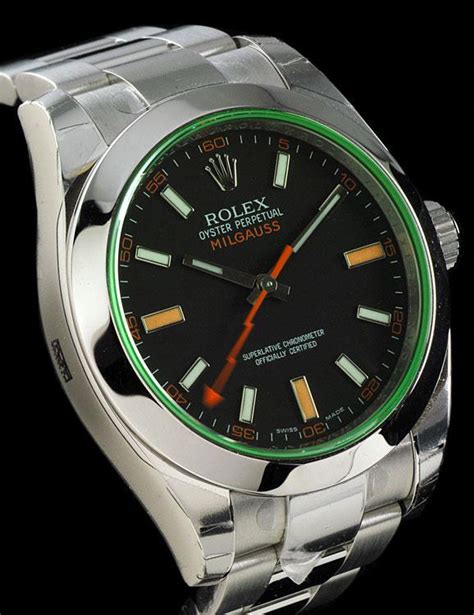 rolex green crystal milgauss mens limited edition|Rolex Milgauss price chart.